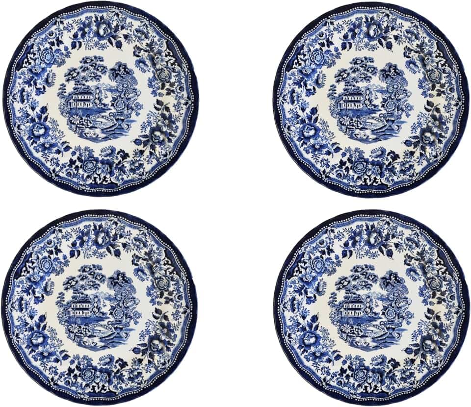 Churchill Royal Wes Chelsea Speiseteller, 25,4 cm, Blau, 4 Stück, hergestellt in England