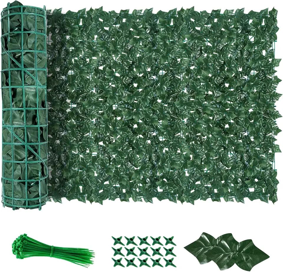 Artificial Ivy Privacy Fence Wall Screen, 240"x40" Artificial Hedges Fence, Anti-Ultraviolet Artificial Faux Ivy Hedge for Outdoor, Garden Décor