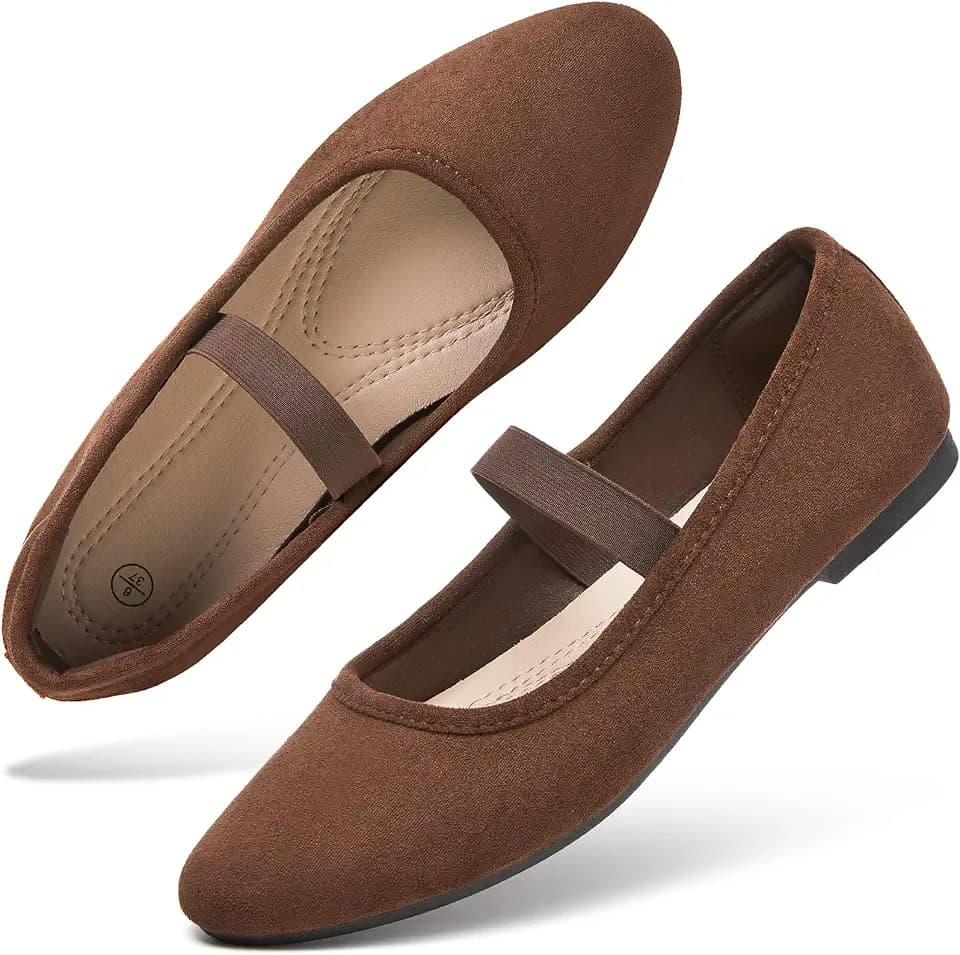 hash bubbie Women's Mary Janes Ballet Flats Suede Dress Shoes