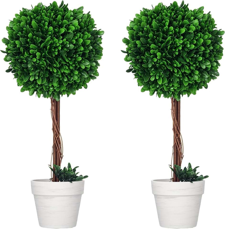 HOMCOM 2er-Set Künstlicher Buchsbaum groß 60 cm Kunstpflanze UV-beständig