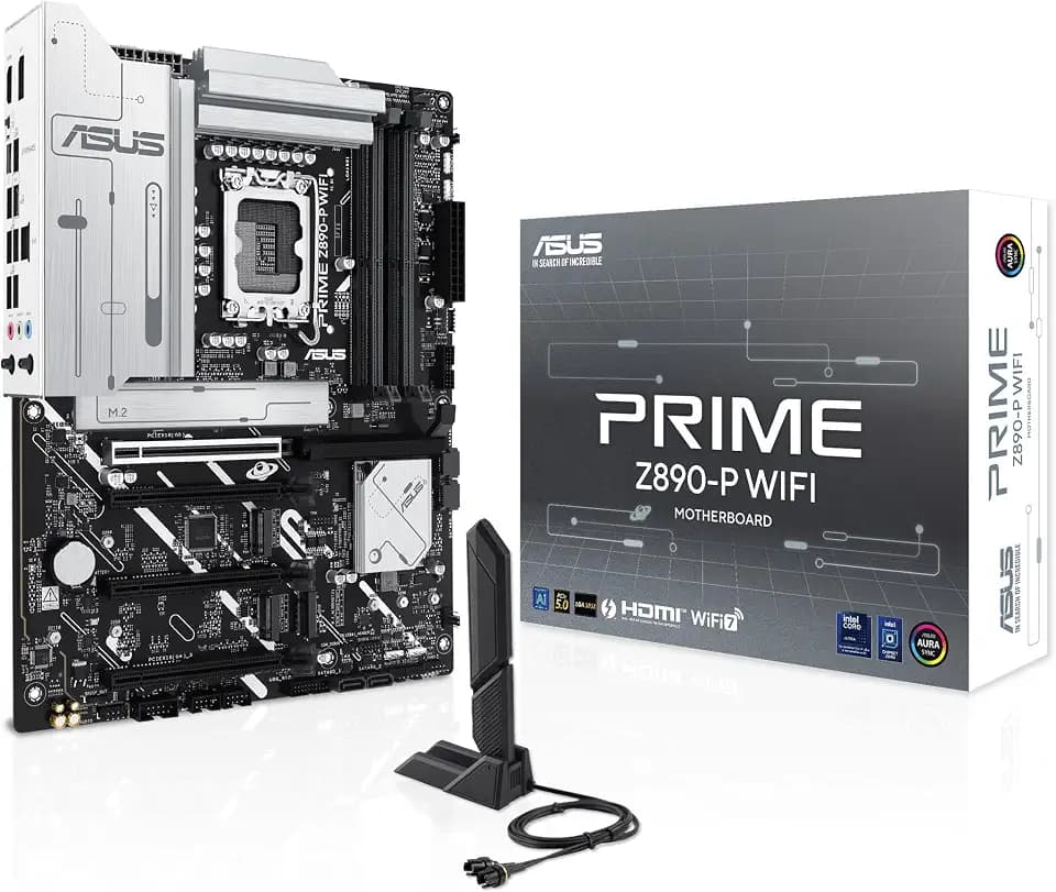 ASUS PRIME Z890-P WIFI Z890 LGA 1851 ATX motherboard, Intel® Core™ Ultra Series 2 Ready, Advanced AI PC-ready, 14+1+1+2 power stage, DDR5, PCIe® 5.0, Thunderbolt™ 4 USB Type-C®, 4x M.2, Wi-Fi 7, 2.5Gb