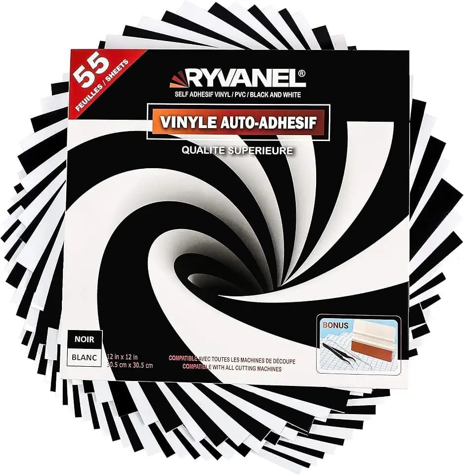 Premium-Packung selbstklebenden Vinylfolien+ Transferband-Folien+ komplettes Werkzeugset zur Unkrautvernichtung - Ideal für all Ihre Heimwerkerprojekte zu Hause (Schwarz und Weiß)