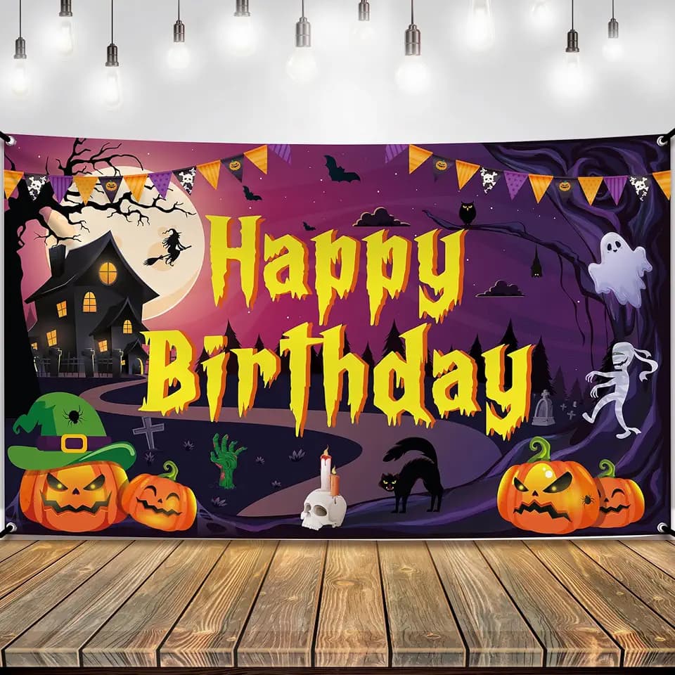 KatchOn Halloween Birthday Banner 72x44 Inch