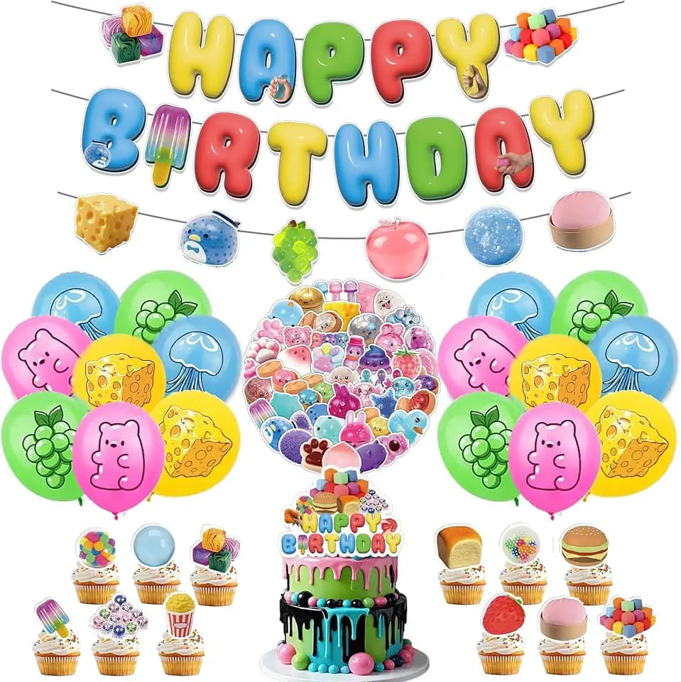 80 Pcs Squishy Birthday Party Decorations,Party Supplies Includes