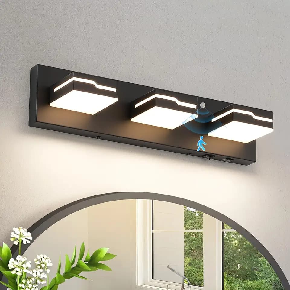 3-Light LED Bathroom Vanity Light, 19-Inch Matte Black