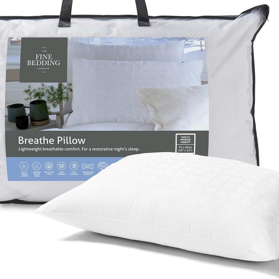 The Fine Bedding Company - Atmungskissen – kühlend & feuchtigkeitsableitend – weiche/mittlere Unterstützung – Temperaturkontrolle – maschinenwaschbar