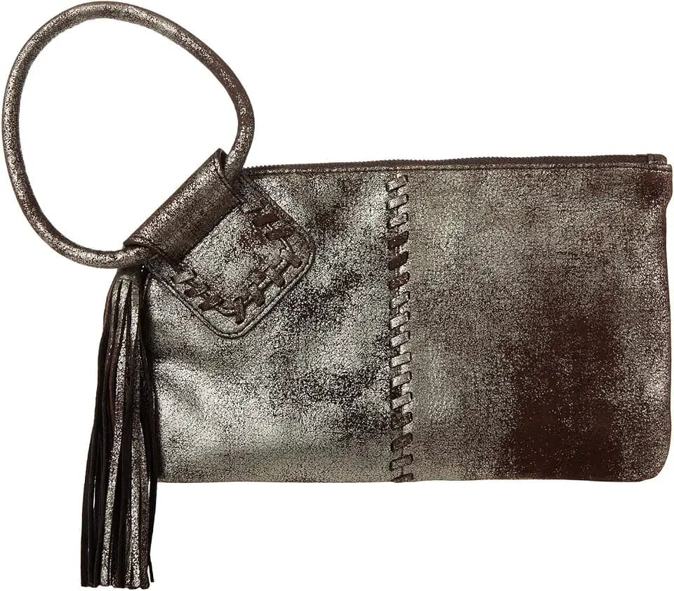 HOBO Sable Leather Wrist Loop Handbags for Women - Polyester Lining, One Interior Slip Pocket, and Six Card Slots Bag Heavy Metal One Size One Size
