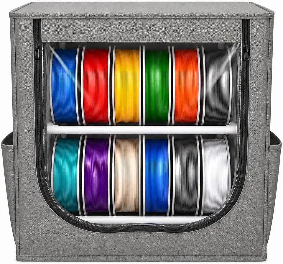 3D Printer Filament Storage Box, 2-Tier Spool Organizer for 12-16 Rolls