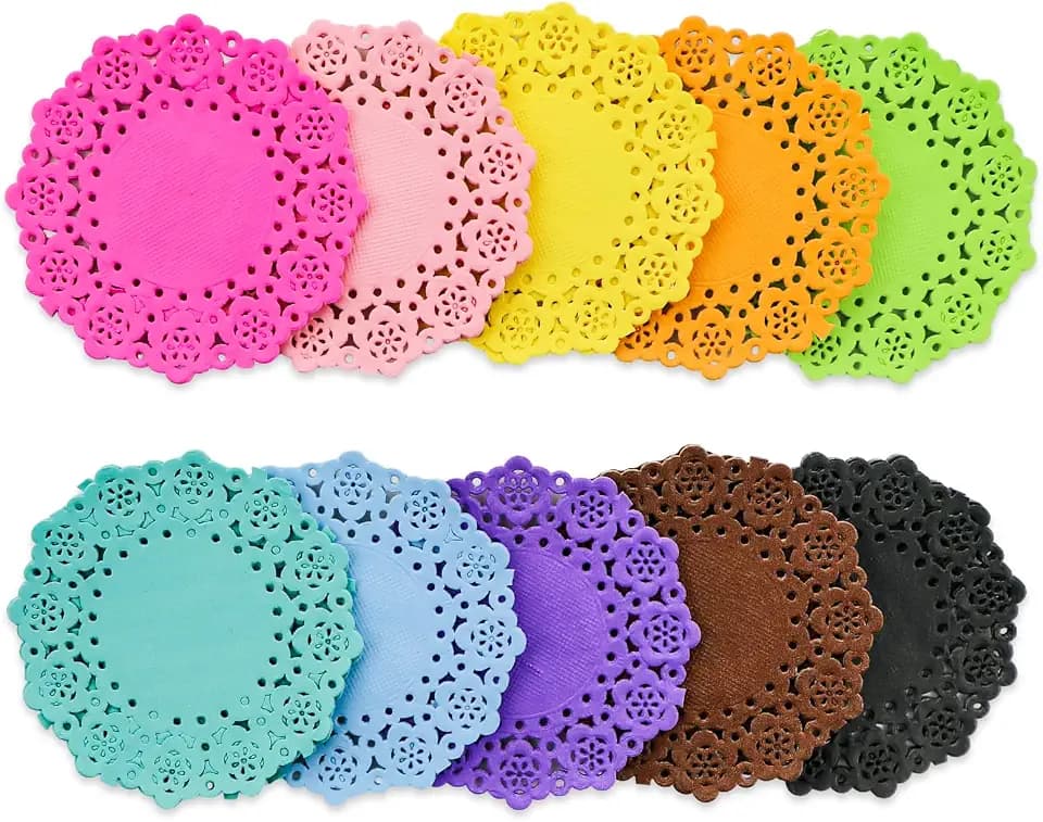 200 Stück 7,6 cm runde farbige Spitzendeckchen aus Papier, sortiert, 10 Farben, Mini-Papierdeckchen für Tische, Handwerk, Hochzeitsfeier und Geschirrdekoration