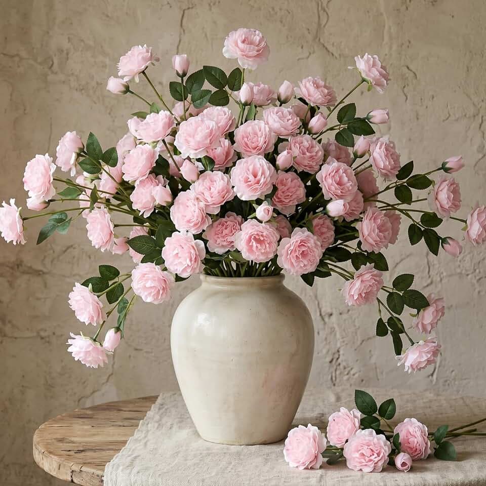 Thiccywoov 36 Bundles 36 Bundles Artificial Flowers Peonies Roses 108 Heads Fake Silk Peony Bouquet Floral Arrangements for Wedding Bridal Shower Table Centerpieces Vase Decoration (Light Pink)