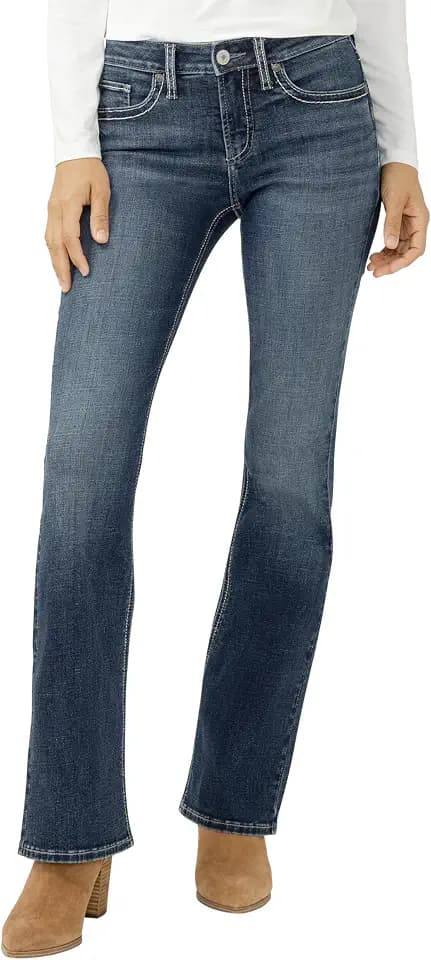 Silver Jeans Co. Women's Suki Mid Rise Curvy Fit Bootcut Jeans