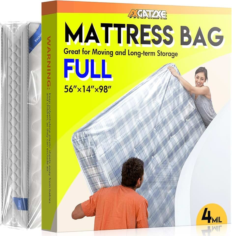Axgatoxe Plastic Mattress Bag for Moving Storage, Full Size (4MIL)