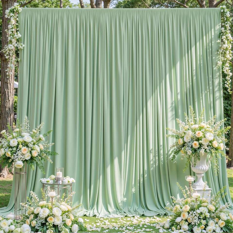 Sage Green Backdrop Curtain for Parties Wrinkle Free Dark Green Photo Curtains Backdrop Drapes Fabric Decoration for Baby Shower Birthday Party Photography 5ft x 7ft,2 Panels