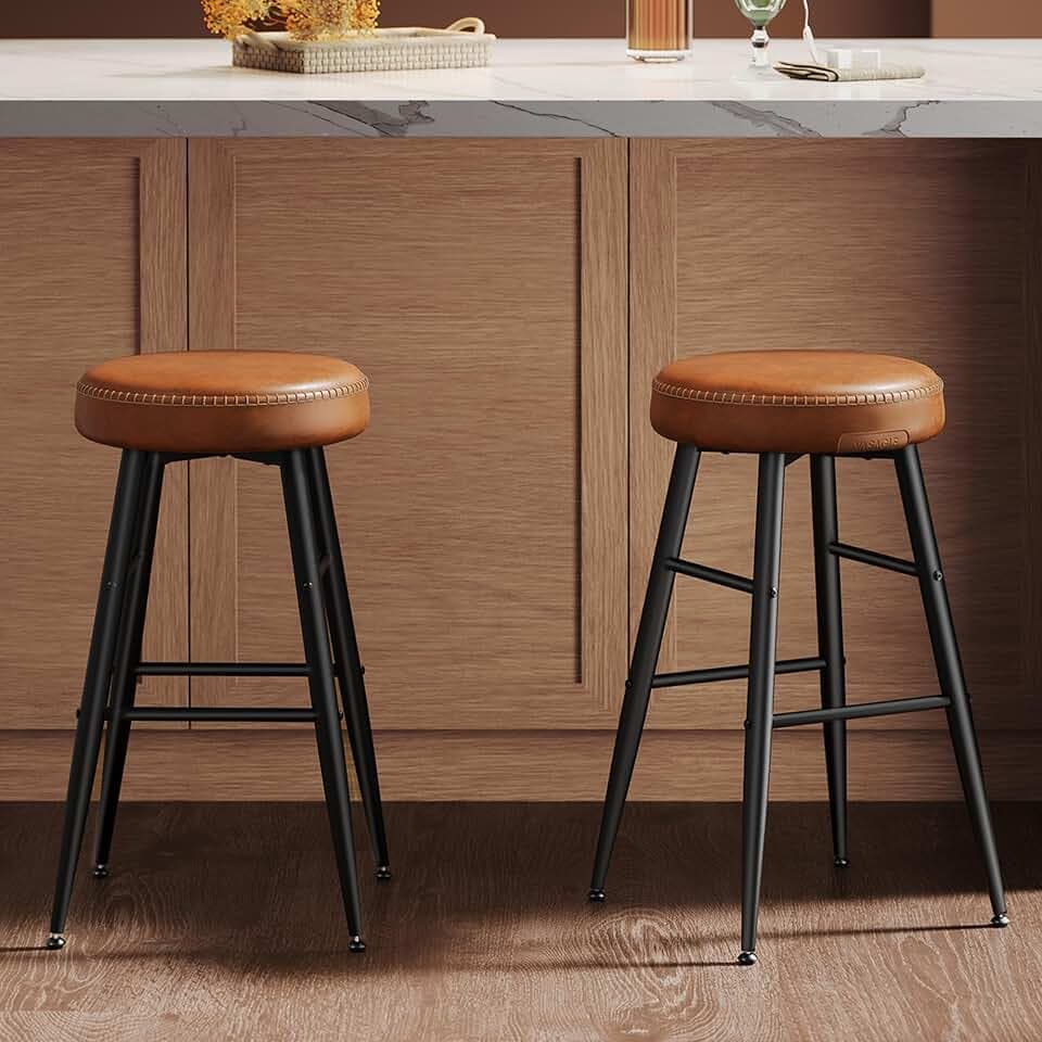 VASAGLE Bar Stools Set of 2, Kitchen Counter Stools, 24.8-Inch Tall