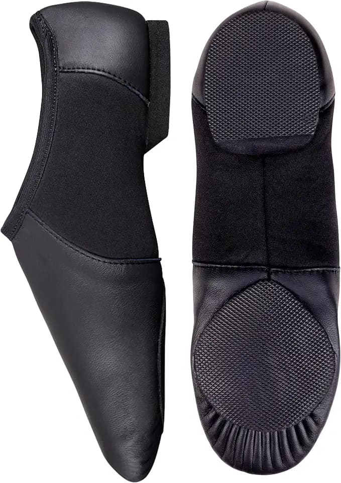 Jazzschuhe mit geteilter Sohle, AeroFlex, Leder, Schwarz und Hellbraun, Jazzschuhe