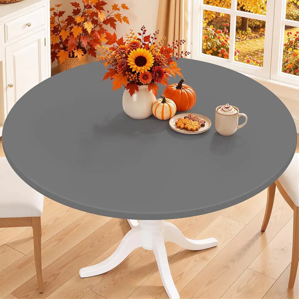 Smiry 25"-30" Round Fitted Tablecloth, Waterproof Plastic Table Cover