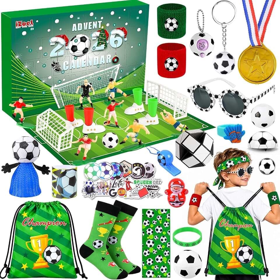 iZoeL Adventskalender Fußball 2026 Kinder Familie, 24 Tage Fußballspaß