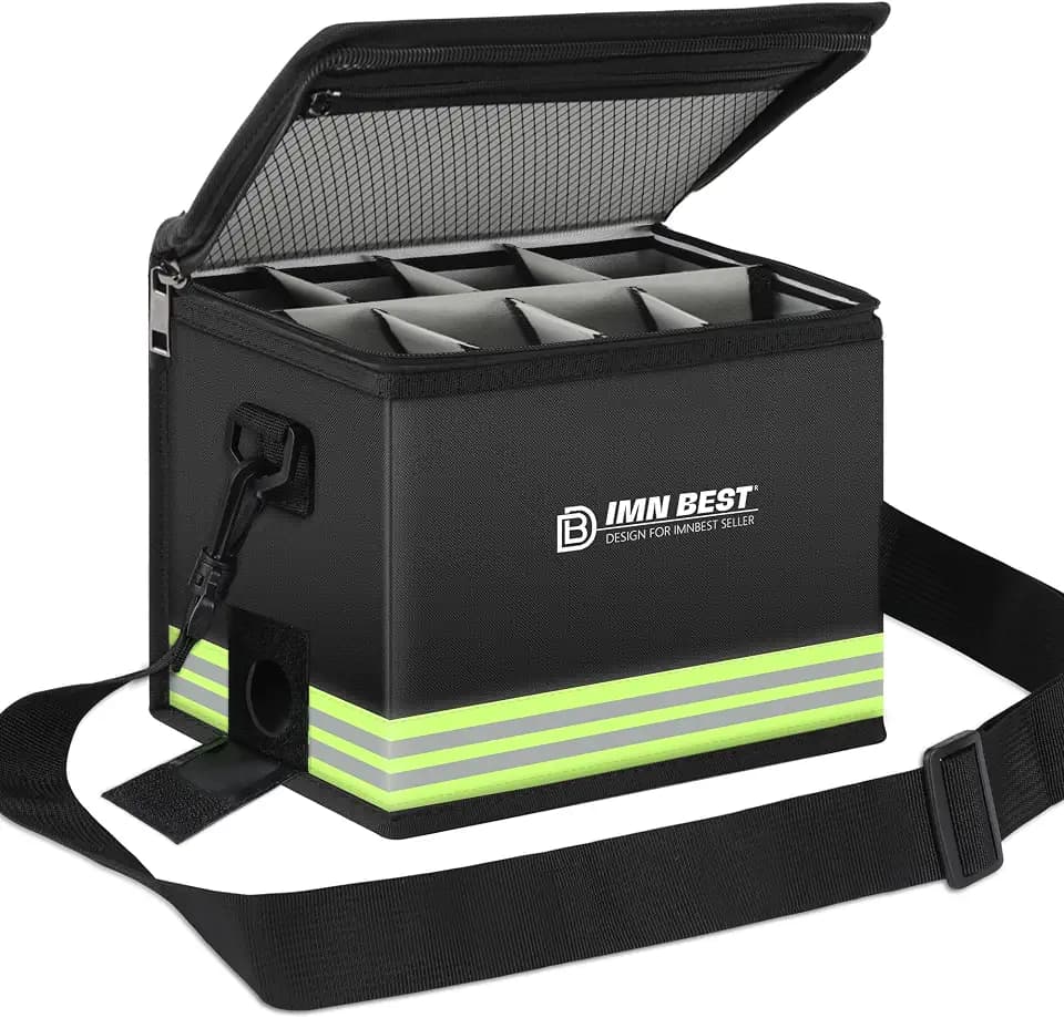 ImnBest Lipo Safe Bag Fireproof, Explosion-proof Bag, Large Capacity, Fireproof Safe, Lipo Battery Storage Box, Protective Safe Bag for Charging and Storing (Black+Grid Classification)