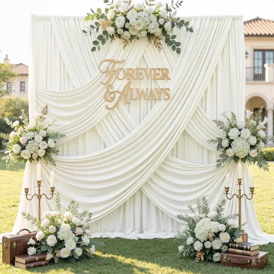 12ft x 10ft Ivory Backdrop Curtains for Parties, Wrinkle Free 2 Panels Photo Backdrop Drapes Back Drop Cloth for Wedding Birthday Photography Background Decor