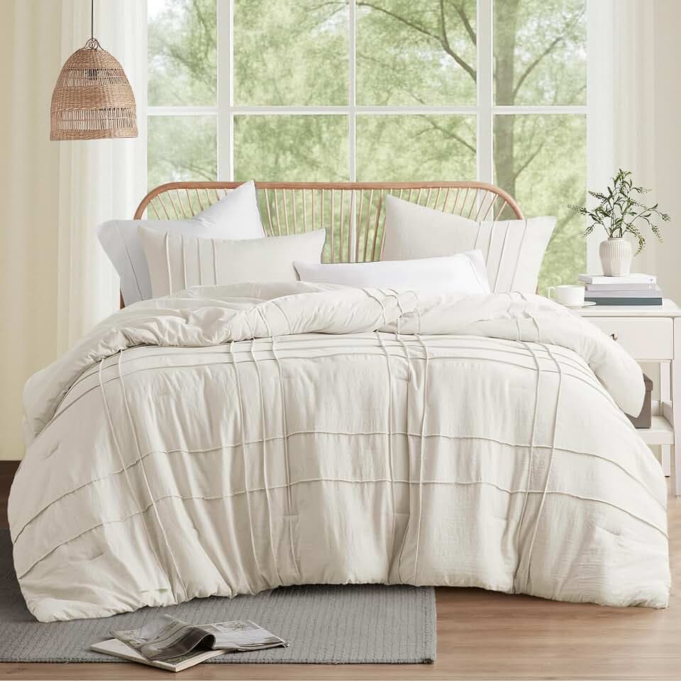 Comfort Spaces Porter Soft King Comforter Set, Cream, 3 Piece