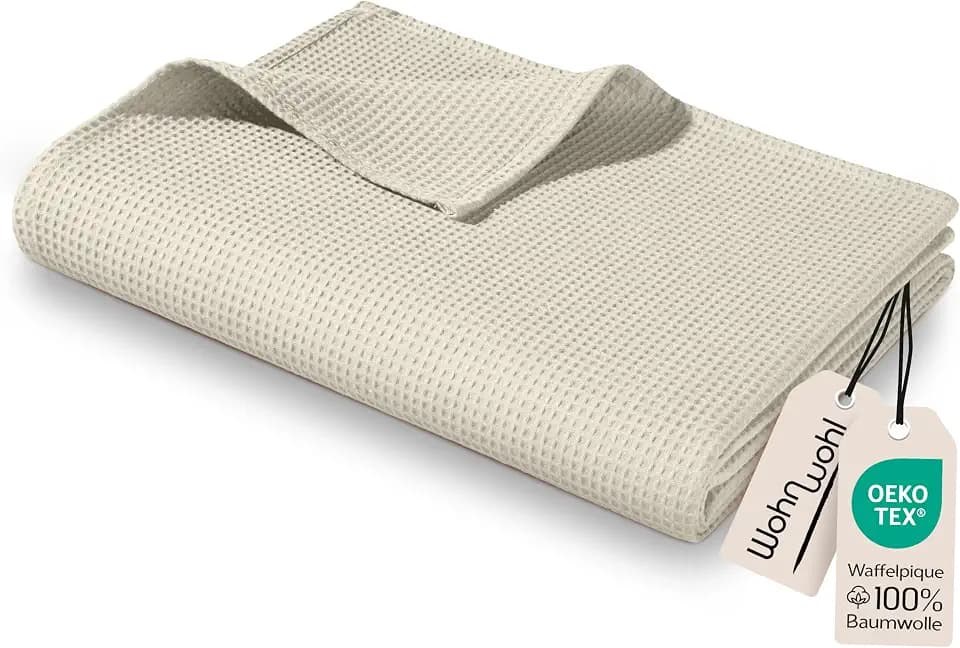 Leichte Waffelpique Decke - 2200 x 240 cm - Farbe: Creme