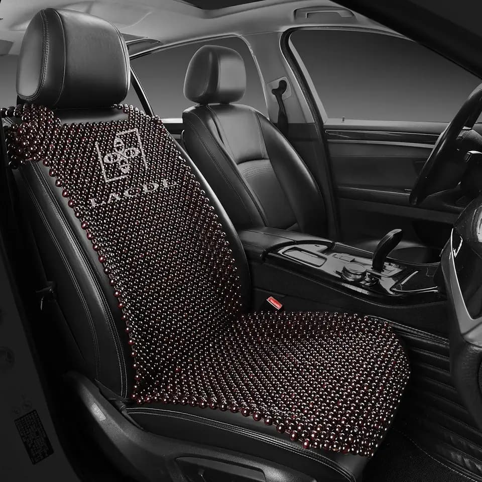 LACDL Beaded Car Seat Covers for Cars, Cooling Bead Seat Cover for Trucks & SUVs - Auto Ventilated Seat Cooler Pad, Natural Wood Breathable Beads - Sweat Protector for Summer, Dark Red