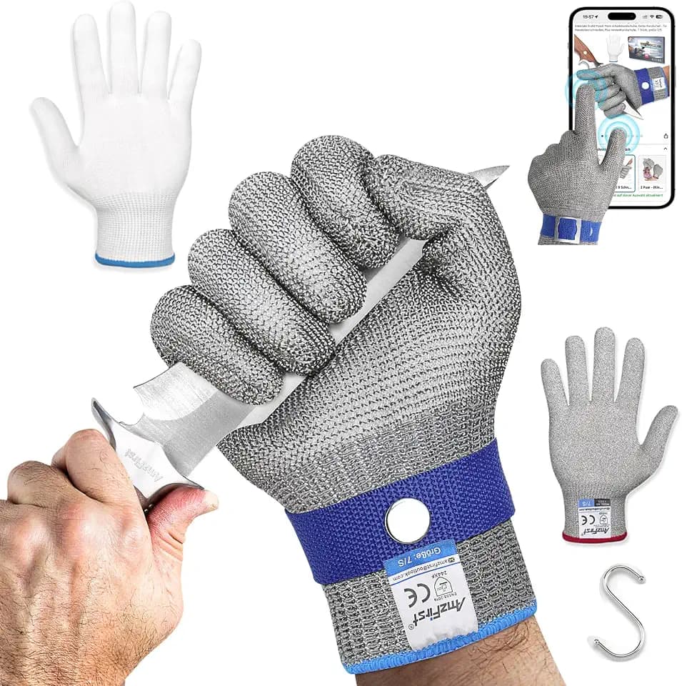 Schnittschutzhandschuhe, Kettenhandschuh Küche, Schnittfeste Handschuhe Set