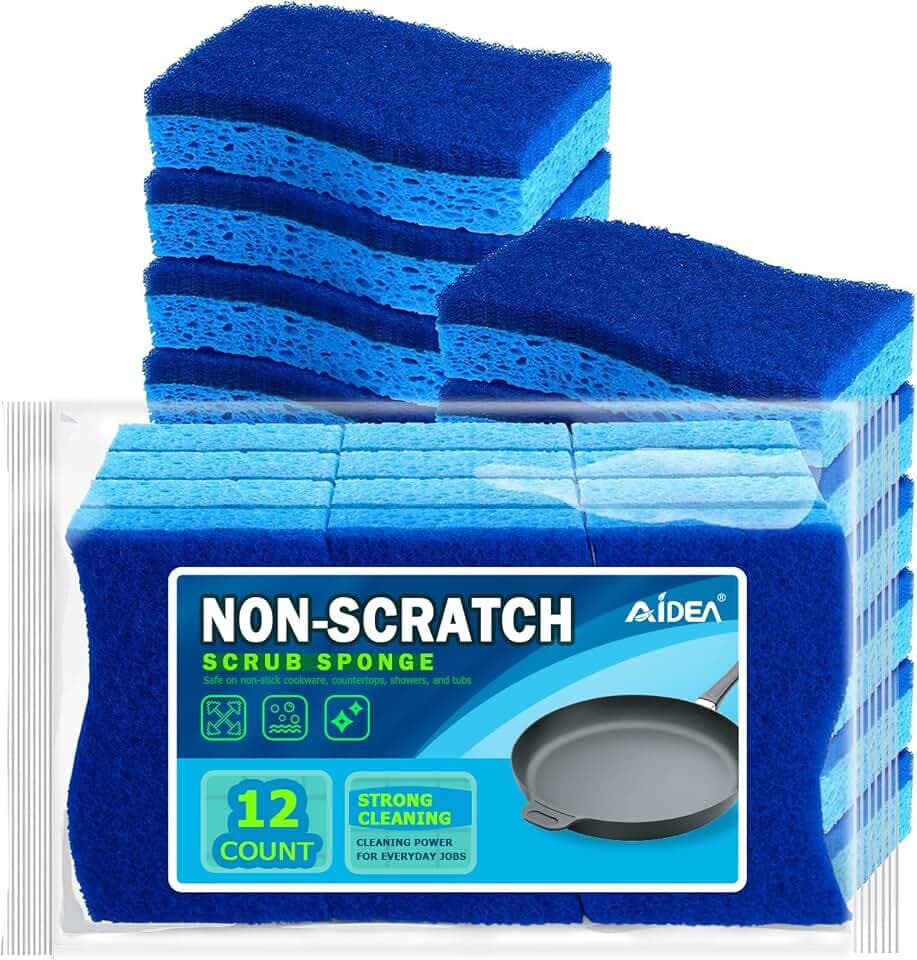 AIDEA Sponges Kitchen, Non Scratch Scrub Sponge-12Count, Dish Sponges