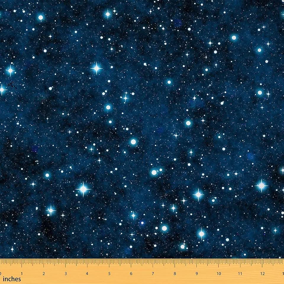 Galaxy Möbelstoff Meterware Weltraum Sternenhimmel Drinnen Draußen Stoff Meterware Universum Funkeln Sterne Dekorstoff für Polsterung und Heimwerker Nähprojekte 184 x 150 (HxB) Blau