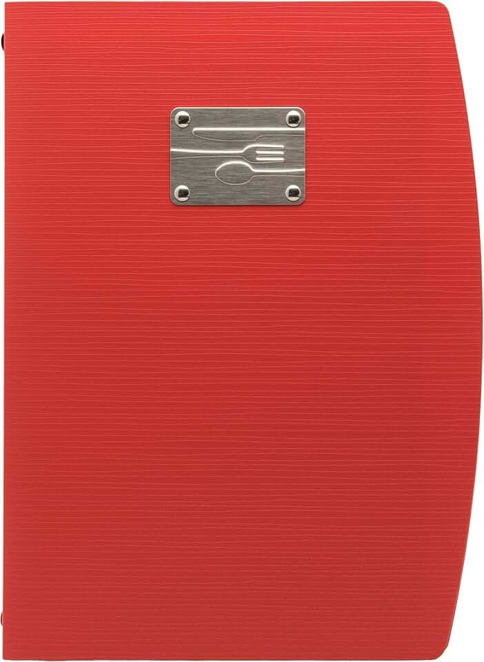 Securit Rio A4-Speisekarten-Mappe mit Gabel-Design und mit einem Doppeleinleger, Rot