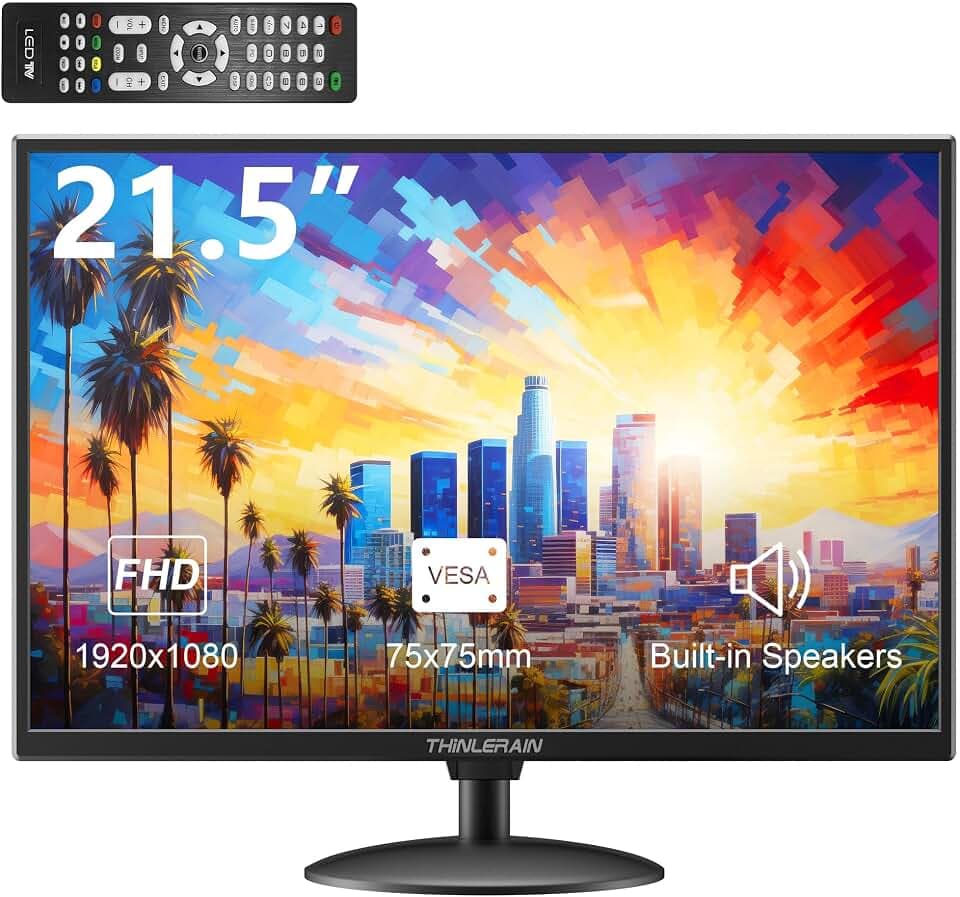21,5 Zoll Monitor 1920x1080p LED Bildschirm Computer Monitor mit VGA/HDMI/AV/BNC/USB, eingebautem Lautsprecher, 5Ms Reaktionszeit, 60 Hz Bildwiederholrate, VESA, Schwarz