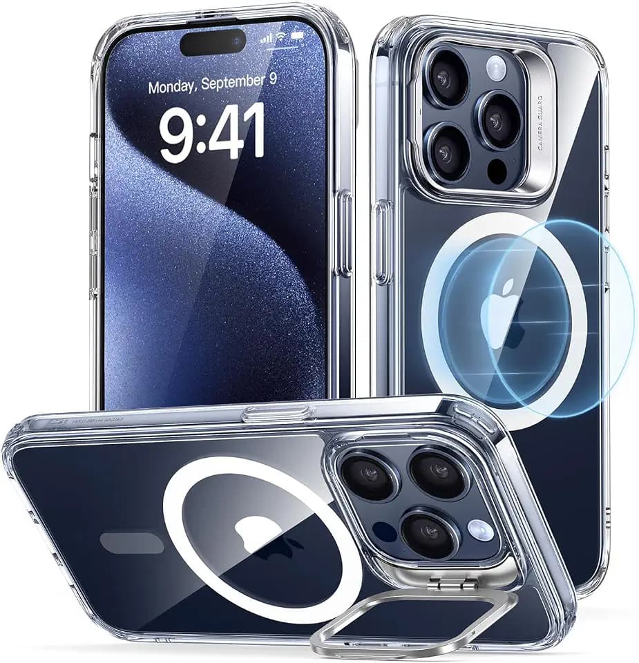 ESR Classic Hybrid Case for iPhone 15 Pro with Flex Stand, Clear