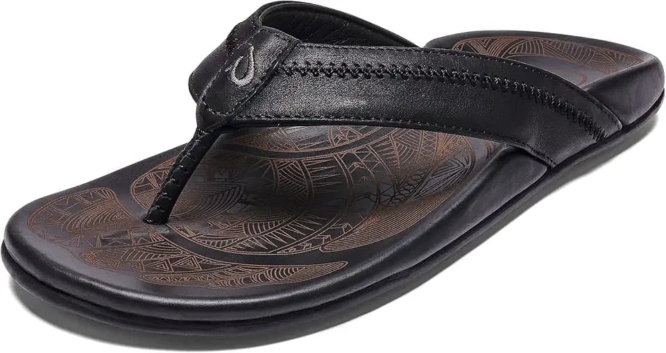 OluKai Hiapo Men's Leather Beach Sandal, Crafted Materials