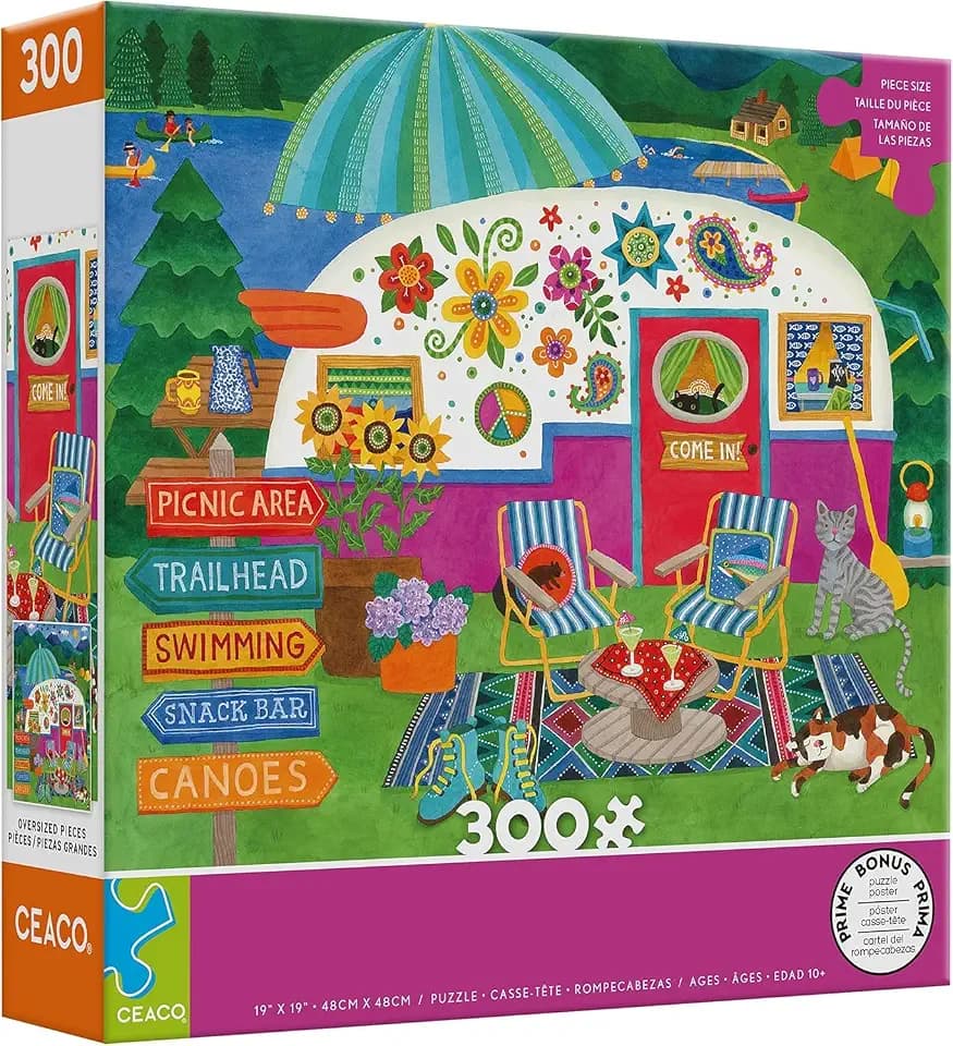 Ceaco - Happy Camper - Lake Camper - Oversized 300 Piece Jigsaw Puzzle