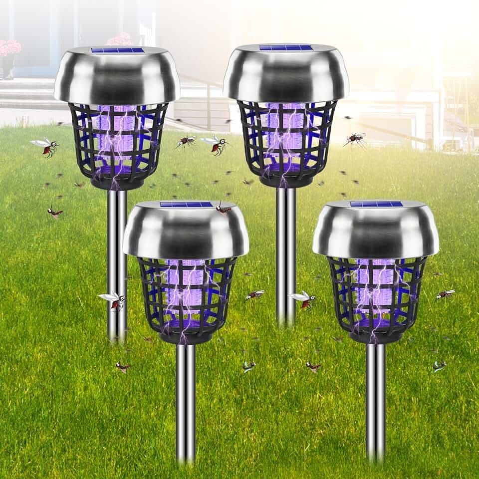 2026 Solar Powered Bug Zapper Outdoor, Mosquito Killer IP65 Waterproof, Mosquito Repellent Outdoor for Patio Yard Garden Farm, Fly Traps Gnat Zapper for Small Flying Insect Bug Fly Gnat(4)
