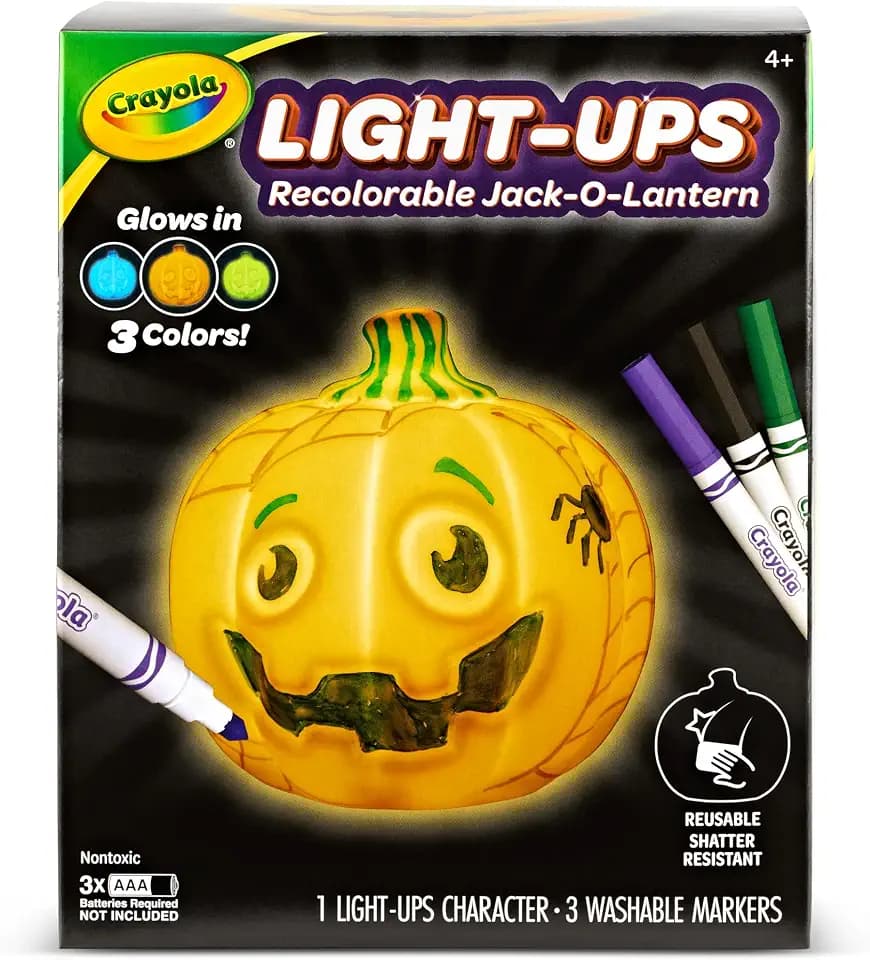 Crayola Light-Ups - Jack-O-Lantern, Reusable Light Up Pumpkin Toy, Halloween Craft, Cute Glow in The Dark Decor & Night Light, Halloween Toy, Ages 4, 5, 6