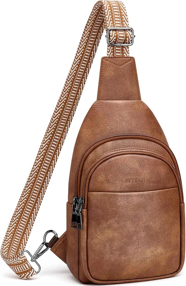 SYTRAH Sling Bag for Women, Crossbody Chest Travel Purse Brown