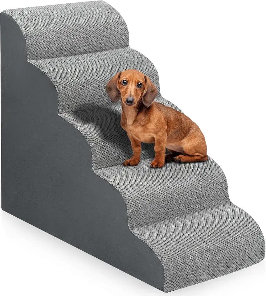 MEJYJEM Dog Stairs for high Beds 28.7” H, 5 Step Pet Ramp for Large Dogs
