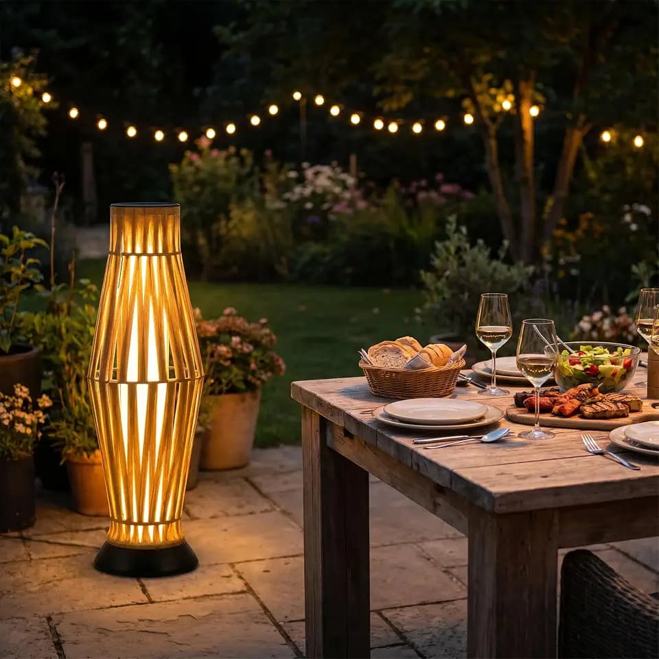 GREEN MORE Rattan Solar Patio Lights,50 Lumen Auto-On/Off Outdoor Floor Solar Lamp, IP65 Waterproof with 8H Runtime for Garden Pathways & Landscape Lighting