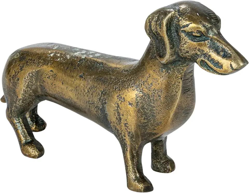 Creative Co-Op Antique Cast Aluminum Dachshund Accent Decor, Brass