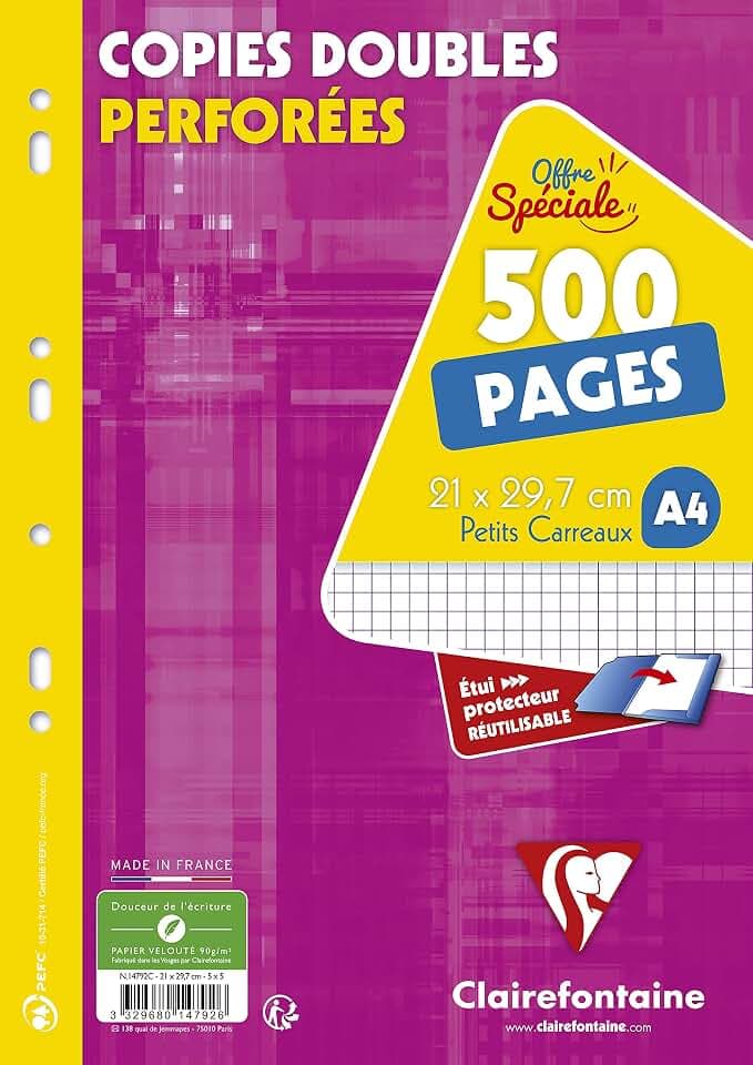 Clairefontaine 14792C 500 Blatt Klausurbogen A4 kariert 90g Weiß