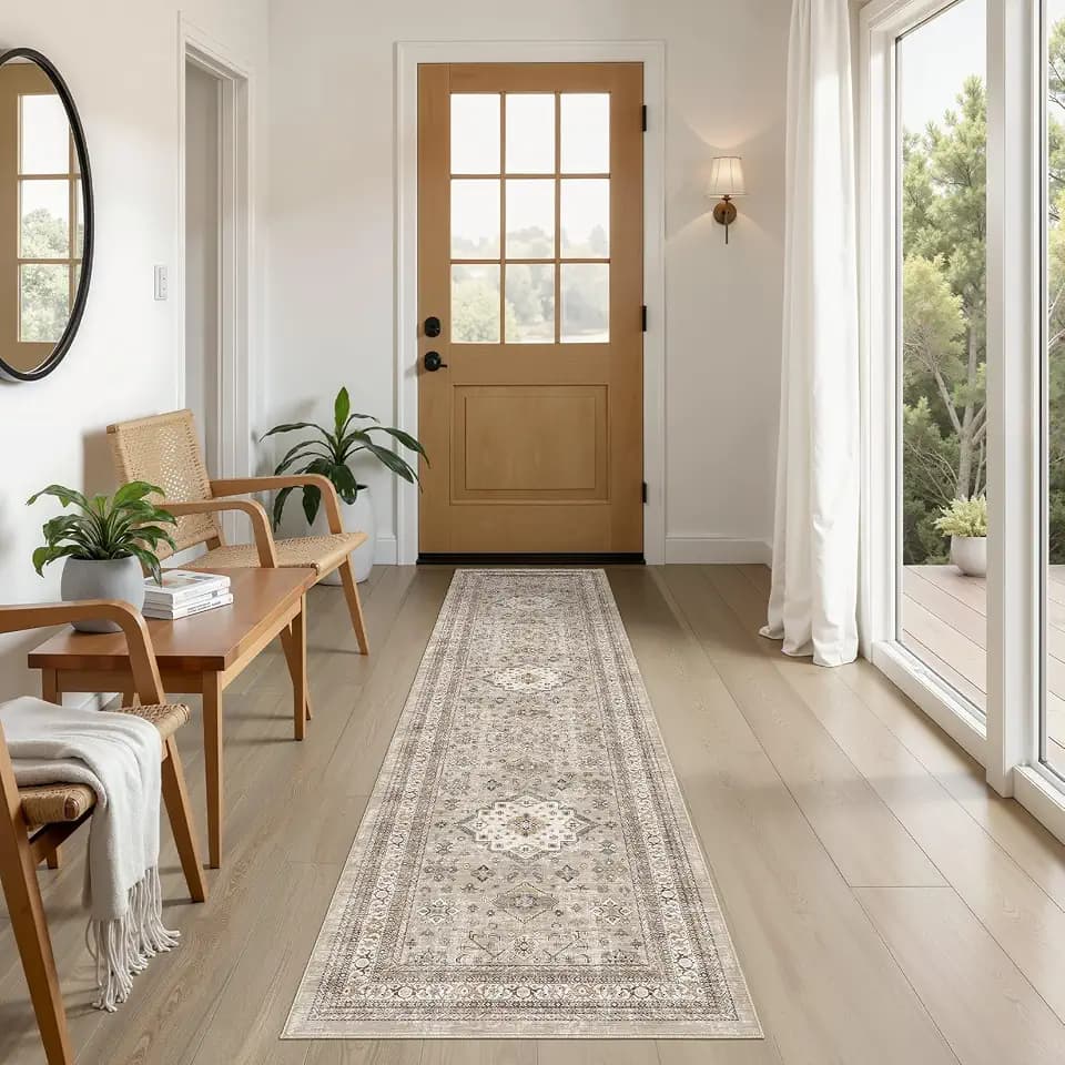 cotiled 2x6 Hallway Runner Rug for Entryway, Non-Slip Vintage, Beige