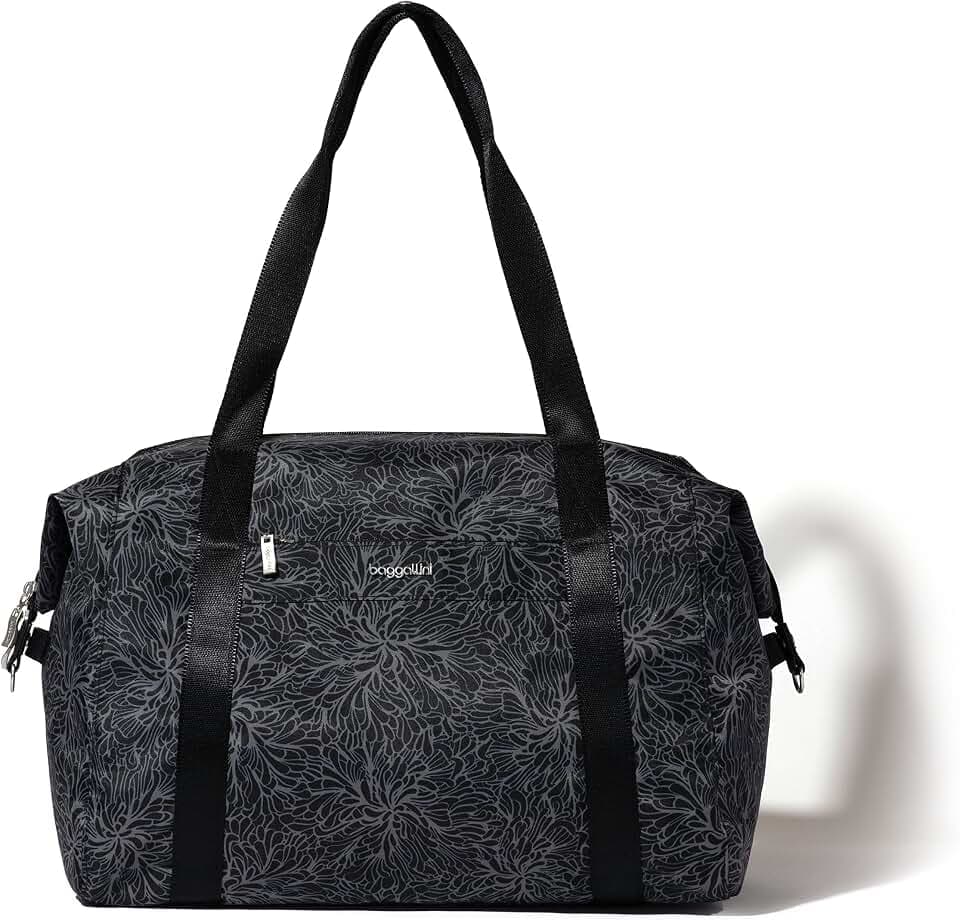 Baggallini Womens All Day Large Duffel, Midnight Blossom Print