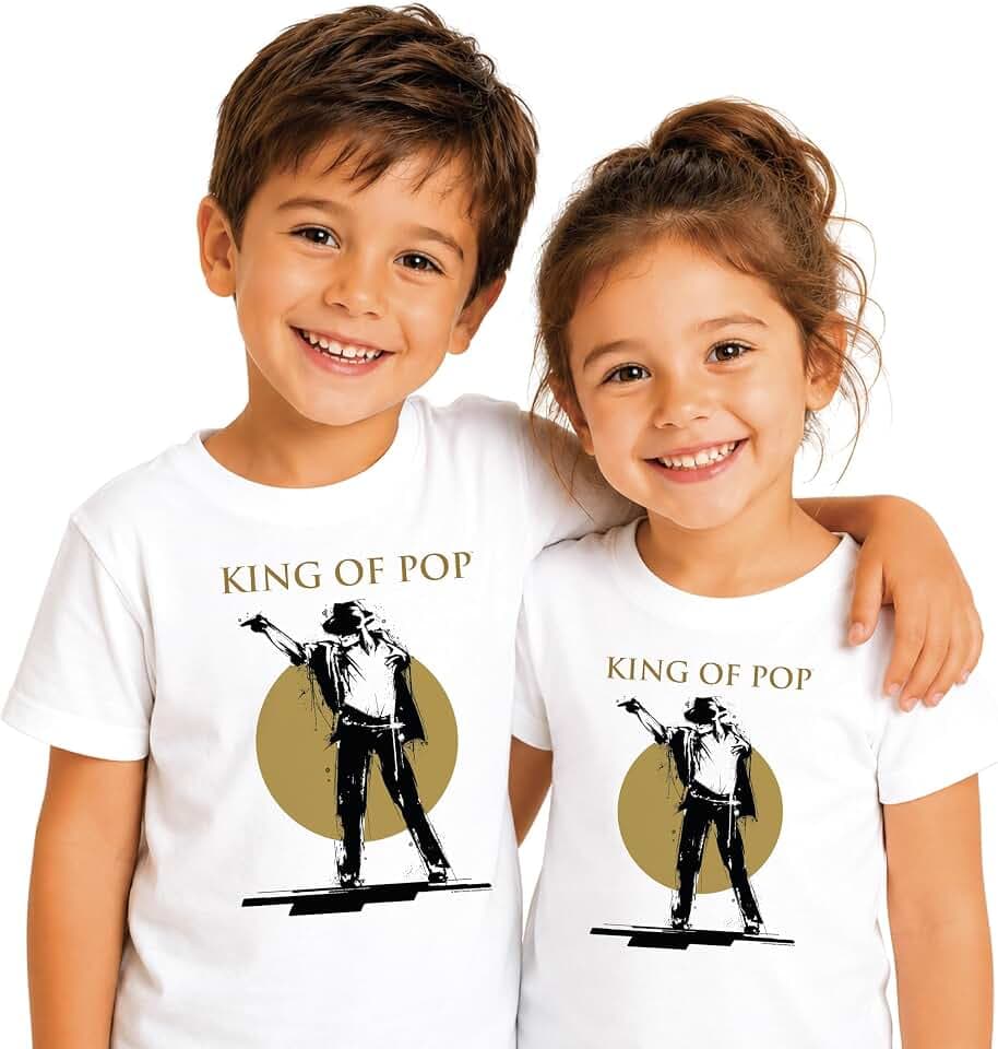 T-Shirt für Kinder, Jungen, Mädchen, Michael Jackson Gold, offiziell, Ikonisch, Pop Vintag, Geschenkidee, Musikfan, 80er Jahre, Größe 6 bis 12 Jahre