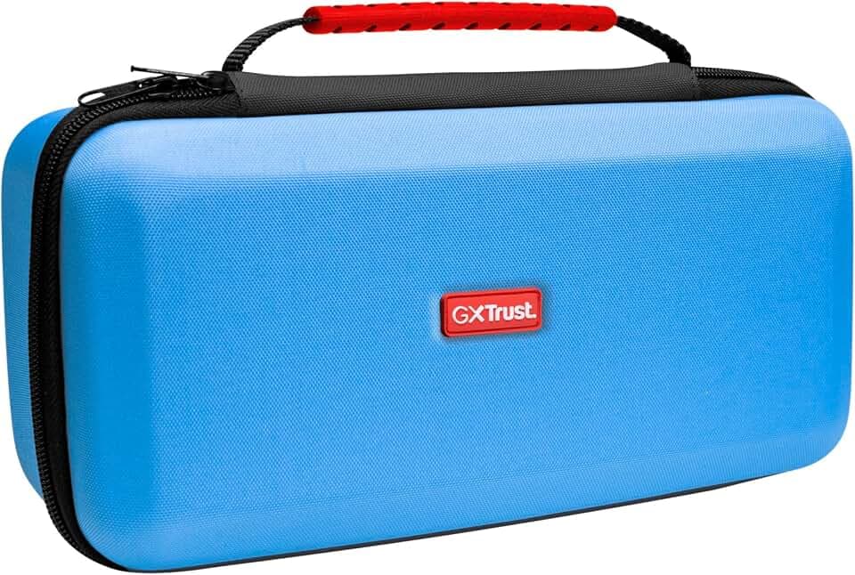 GXTrust 1252RB XL Tasche für Nintendo Switch 2, Switch Hülle mit Stoßfeste Design, Tragegriff, Aufbewahrung für Joy-Con, Schutzhülle mit Tasche für Handgelenksriemen und 12 Spiele