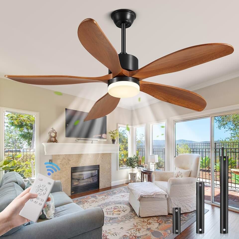 60"Outdoor Ceiling Fans with Lights and Remote Us Patent 5blade Brown