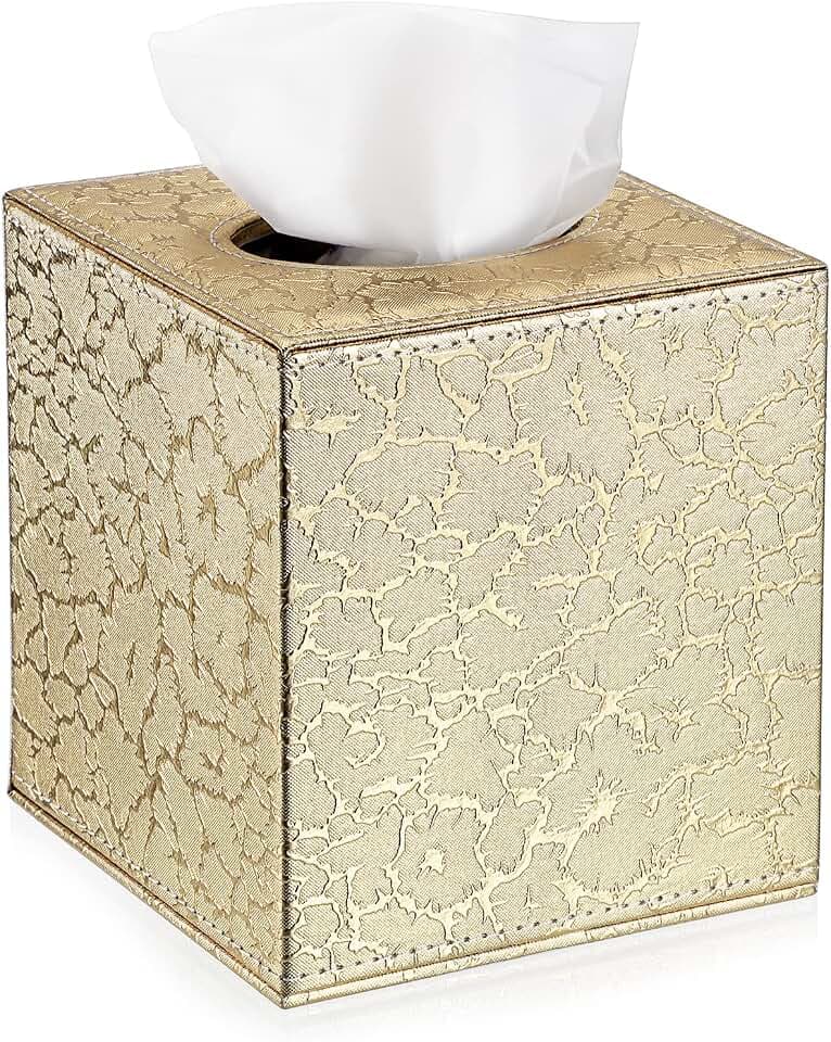 BTSKY Papierhalter aus PU-Leder, für Haushalt, Büro, Würfel, Serviettenhalter (Gold)