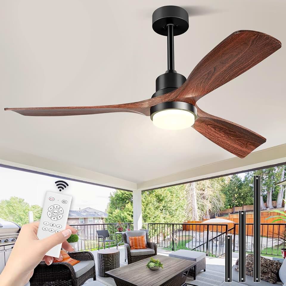 Deckenventilator Mit Beleuchtung, 3 Flügel, ETL, 132cm, Braun