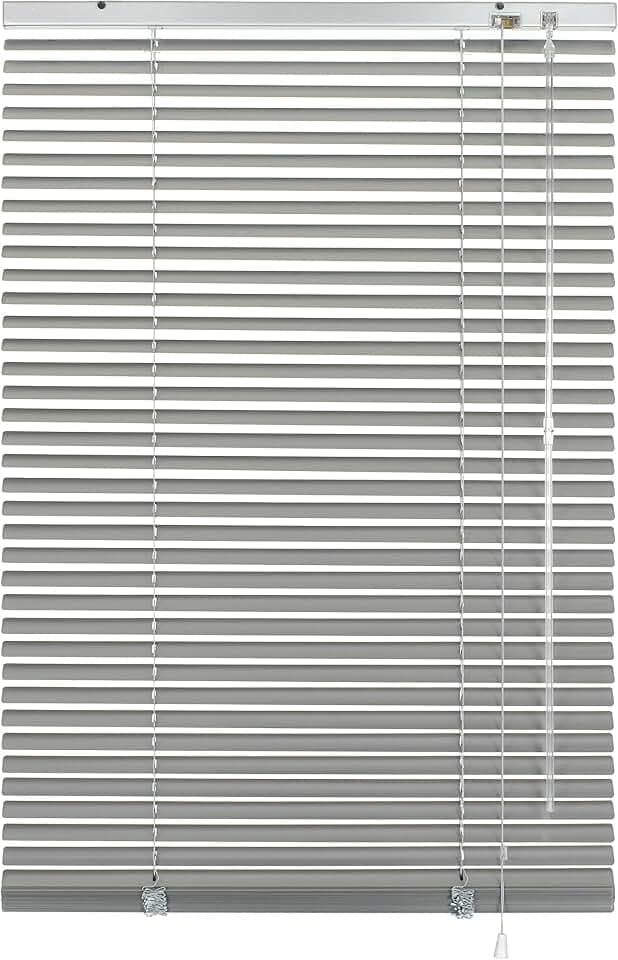 Gardinia Alu-Jalousie, Sicht-, Licht- und Blendschutz, Wand- und Deckenmontage, Alle Montage-Teile inklusive, Aluminium-Jalousie, Silber, 90 x 240 cm (BxH) 6347