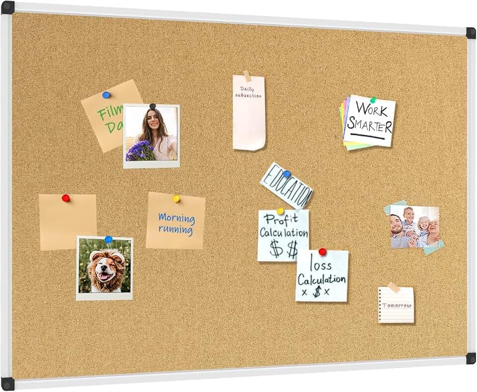 XBoard Cork Board 36 x 24 inches, Notice Cork Bulletin Board